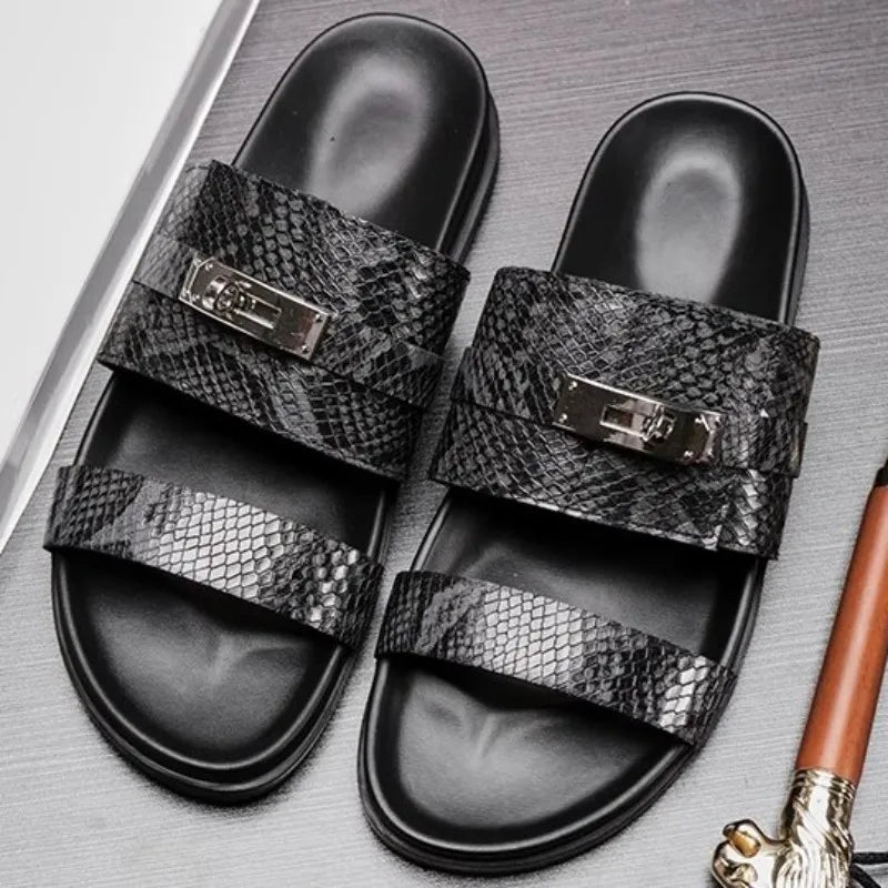 Snakeskin Genuine Leather Slippers