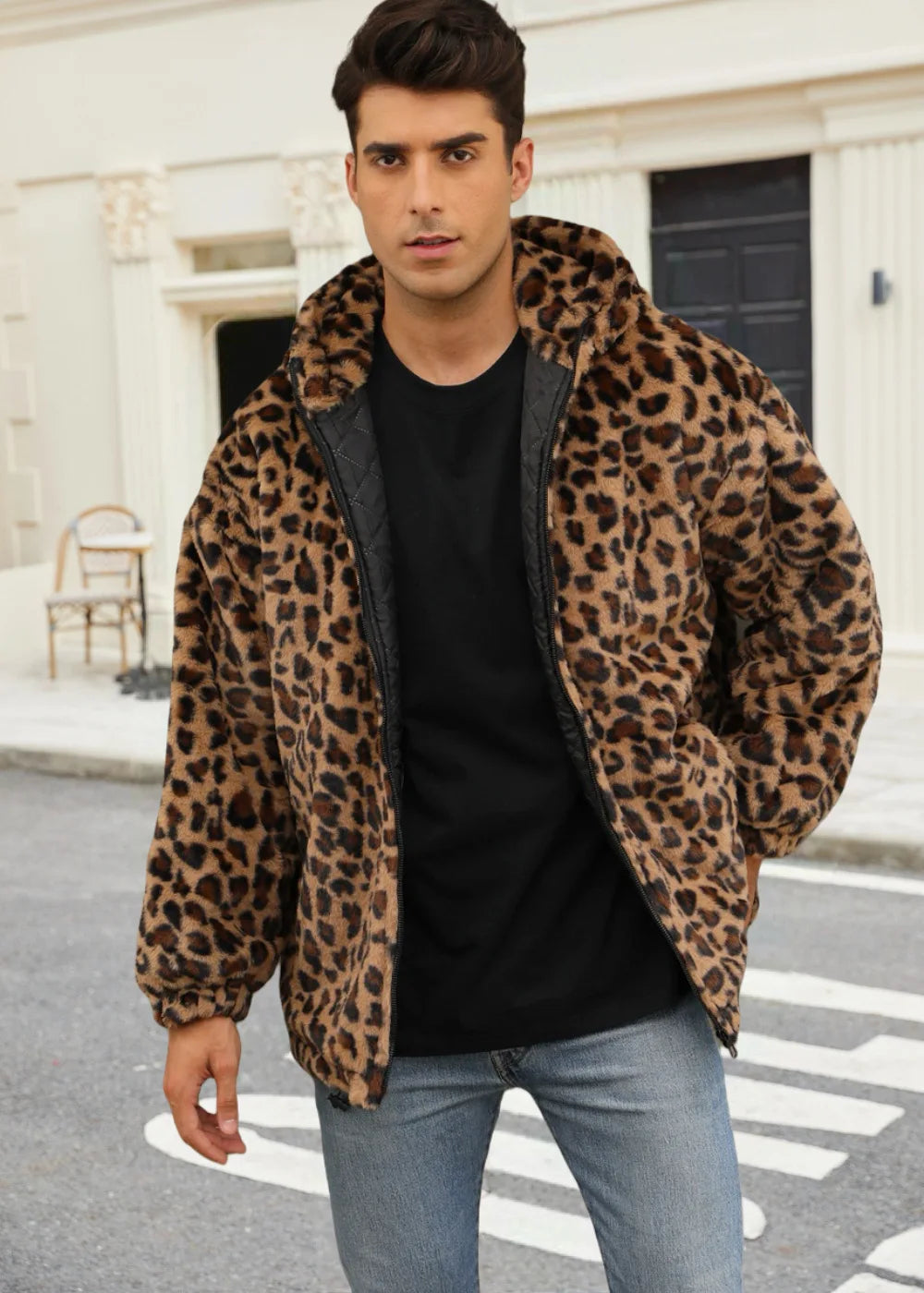 Colorful Leopard Print Plush Warm Jacket
