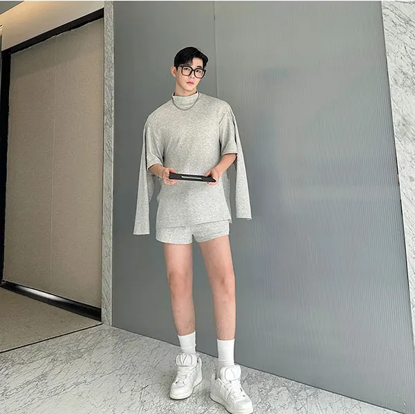 Stand Collar Sweatshirt Shorts Set