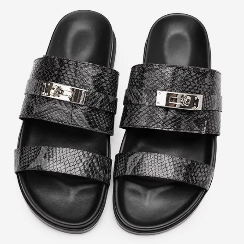 Snakeskin Genuine Leather Slippers