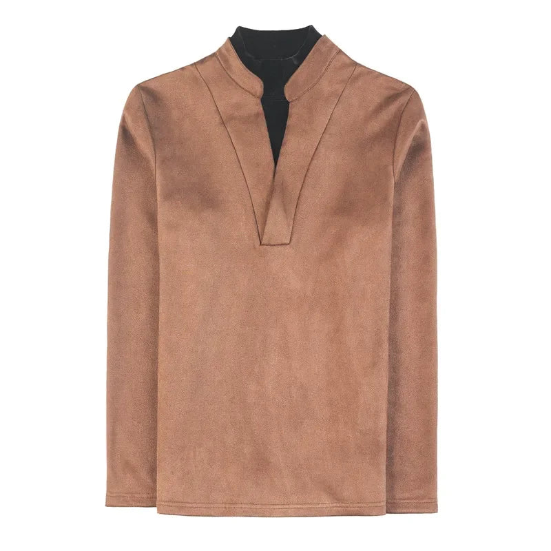 Solid Velvet Long Sleeved Fit T-Shirt