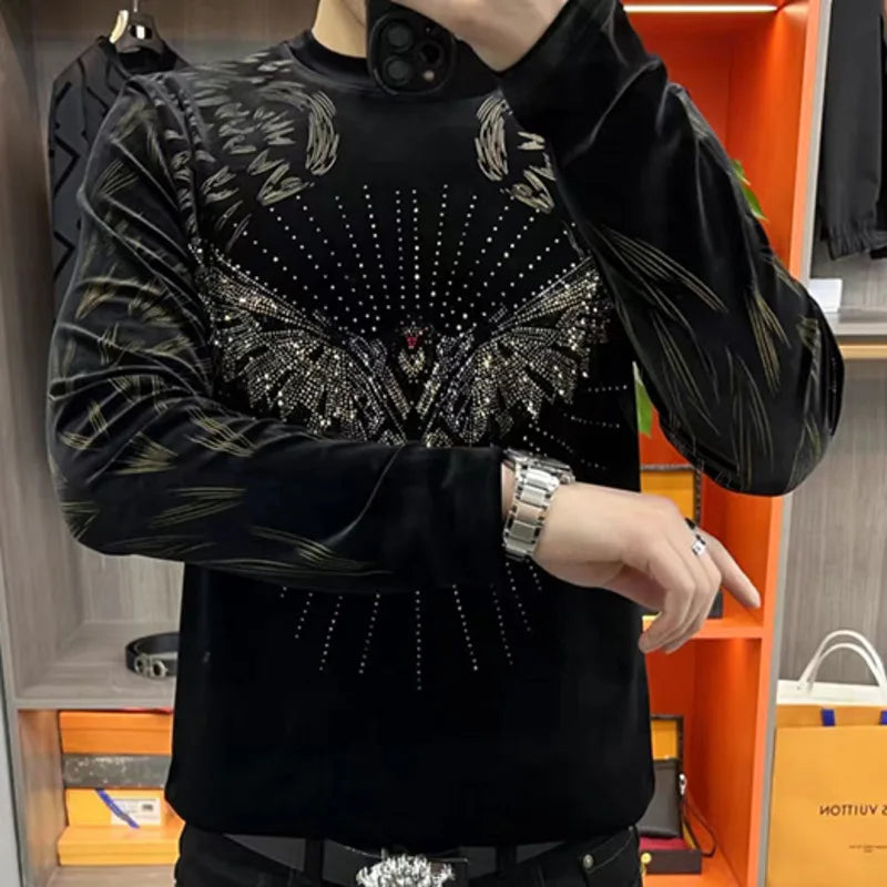 Rhinestone Hot Drill Slim T-Shirt