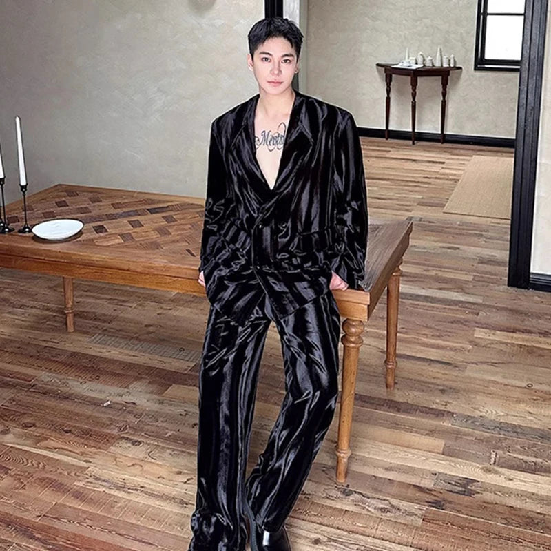 Brown Velvet Double Breasted Suit