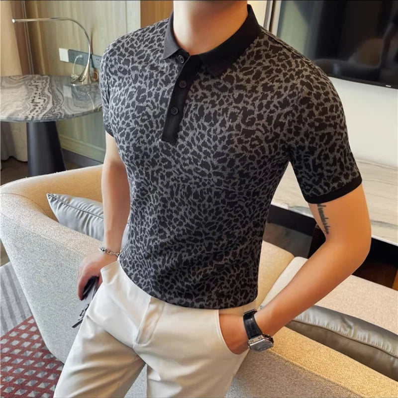 British Style Leopard SLim Fit Polo Shirt