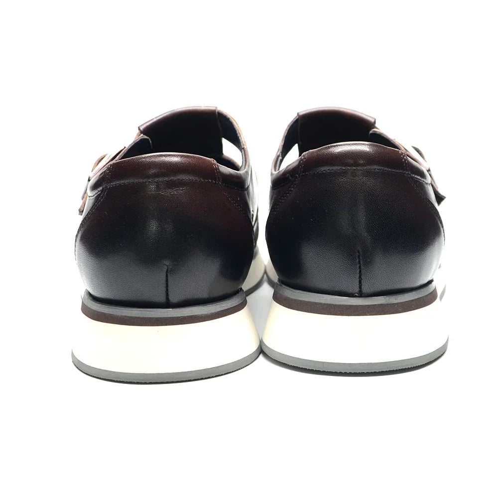 Hollow Genuine Leather Buckle Shoes