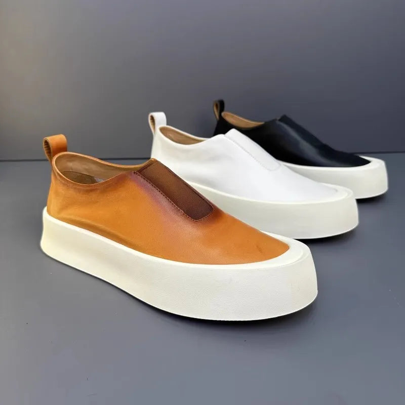 Cowhide Genuine Leather Platform Shoes