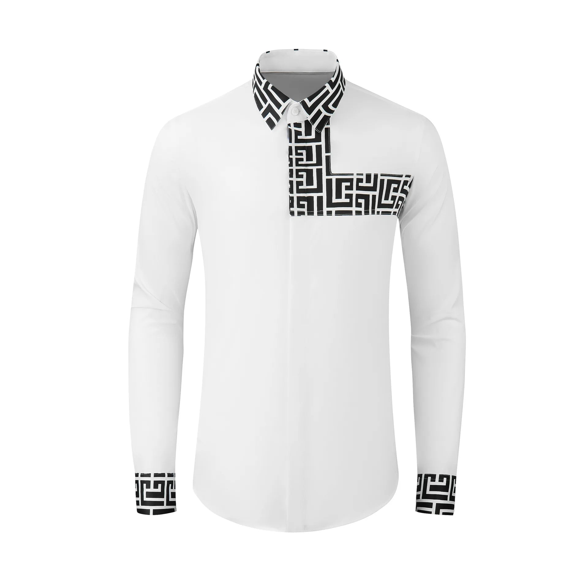 Geometric Striped Patchwork Men's Shirt
