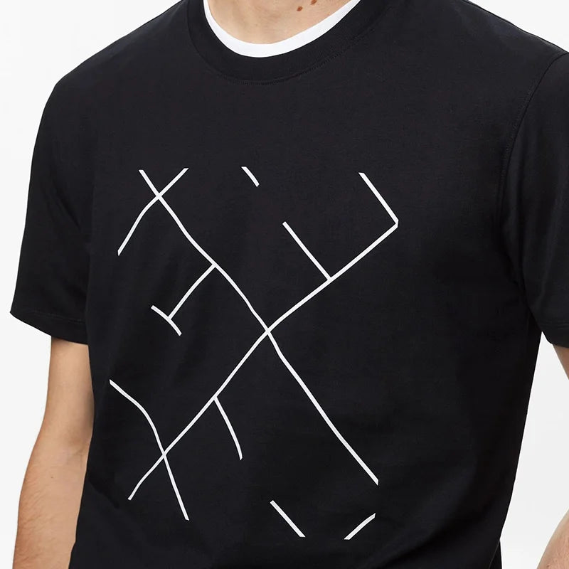 Black Color Printed O-Neck T-Shirt