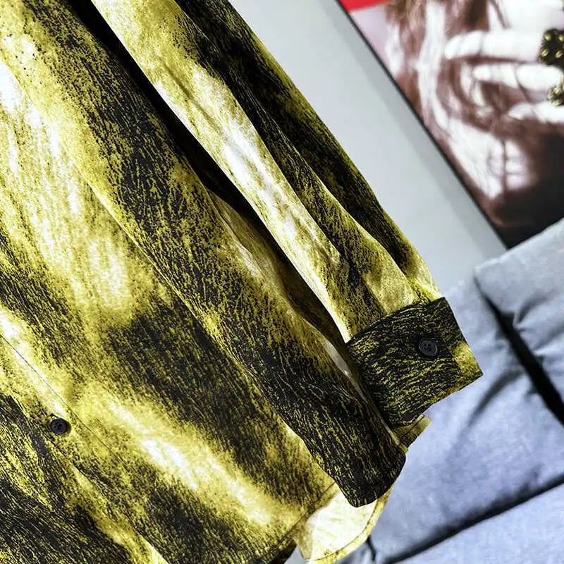 Ink Painting Print Contrast Color Shirt