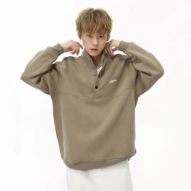 Stand Collar Letter Embroidery Sweater