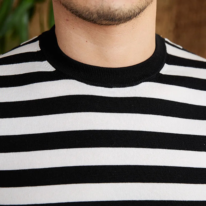 Trendy Striped Contrast Breathable T-Shirt