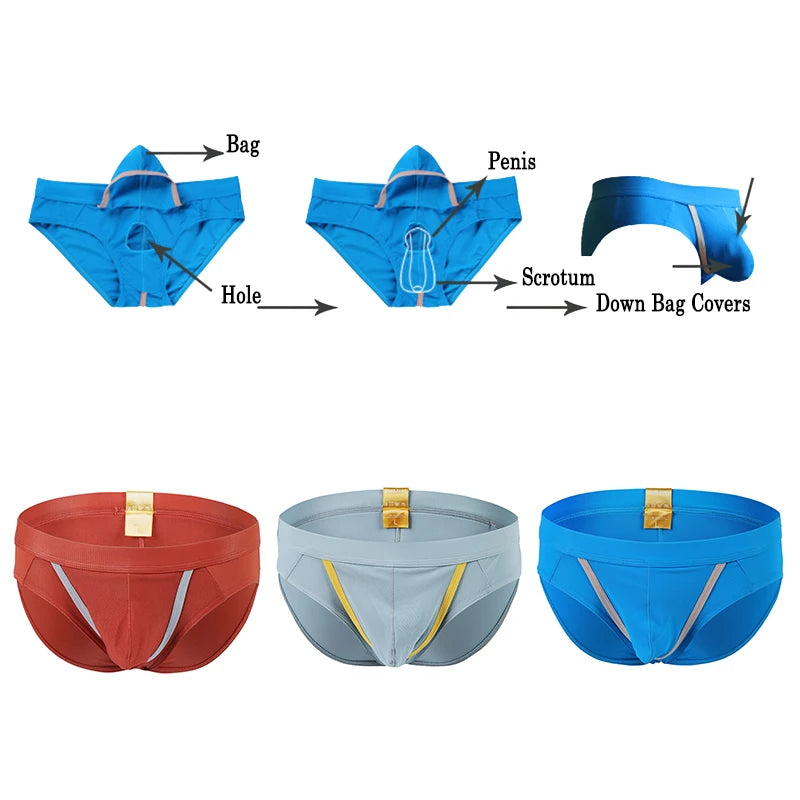 Open Front Pouch Hollow Out Briefs