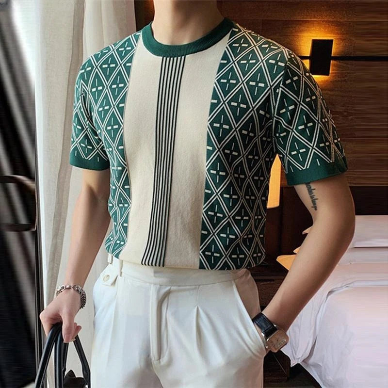 Geometric 3D Stripe Print Fashion T-Shirt