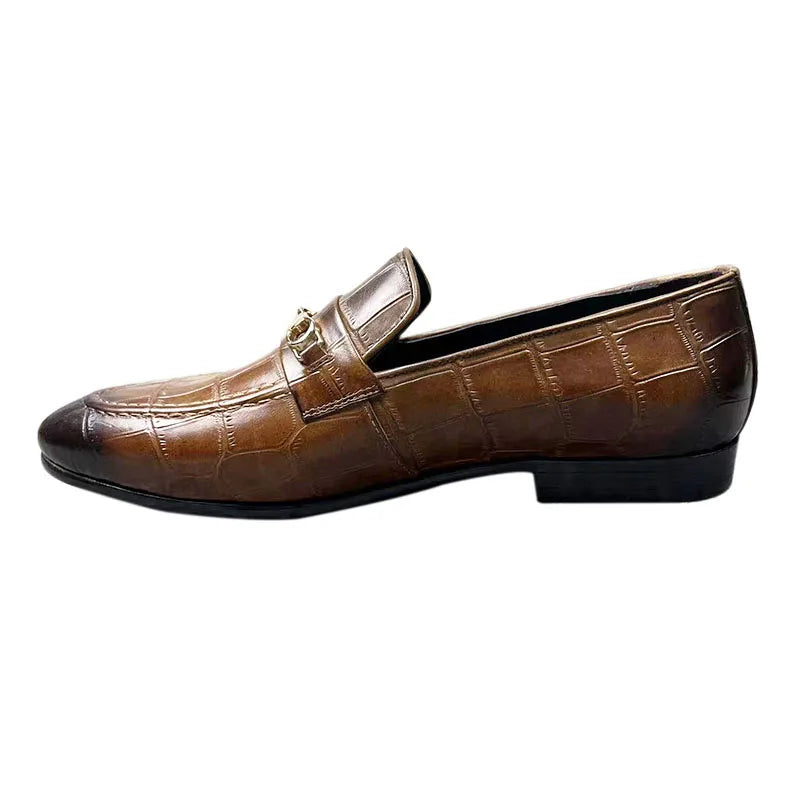 Men's Genuine Leather Crocodile-Print Loafers