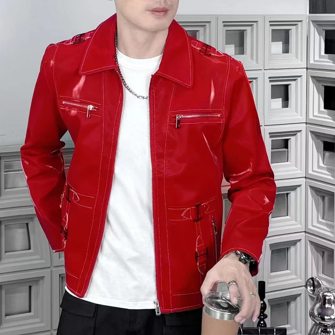 Multi-Zipper Buckle Leather Jacket