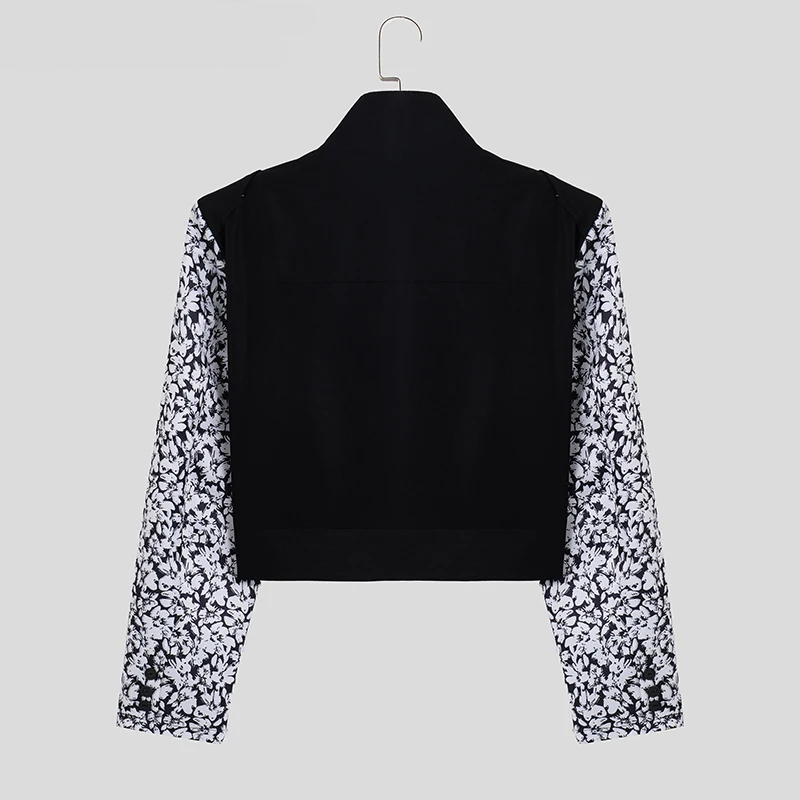 Black & White Floral Printed Patchwork Jacket