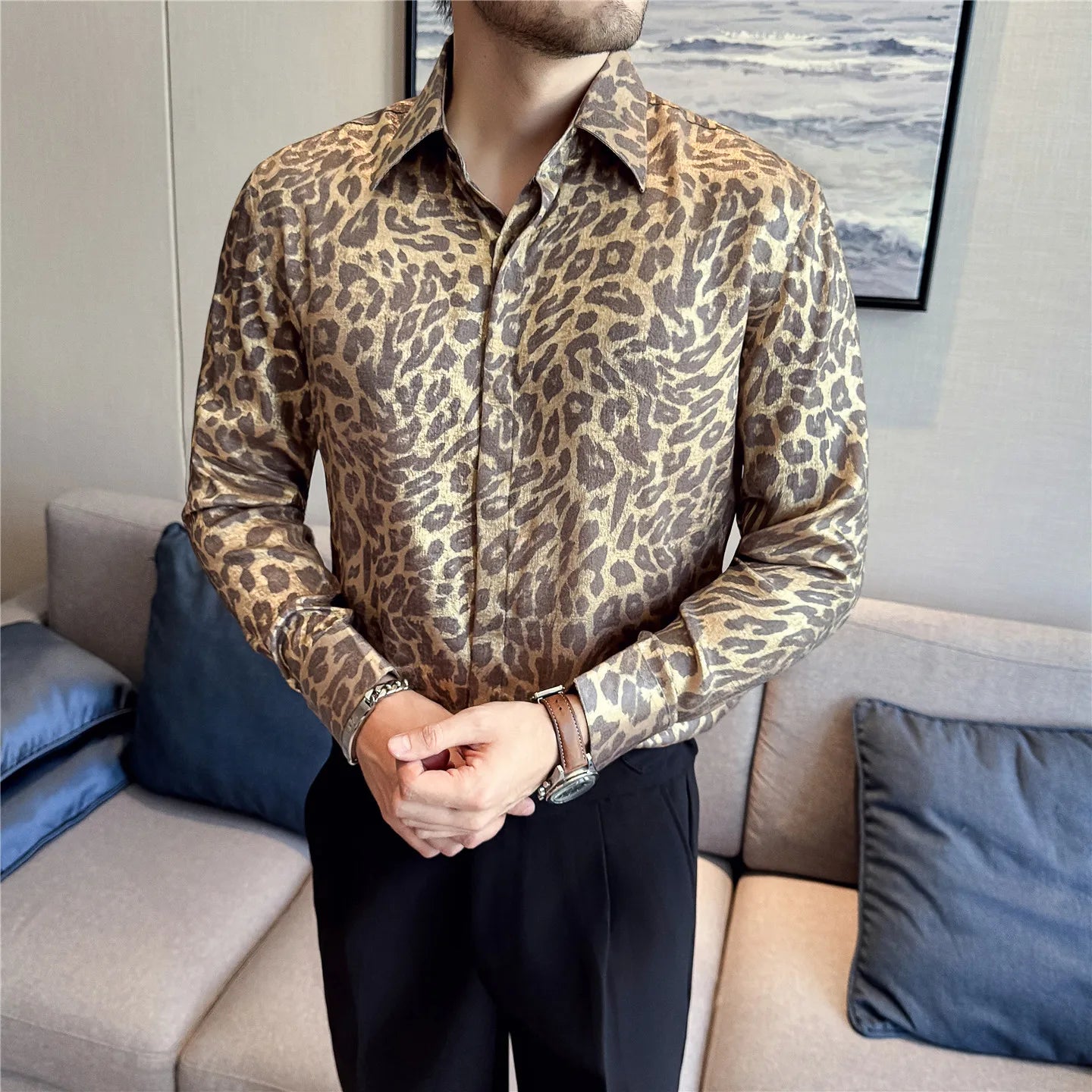 Luxury Gold Leopard Print Shirt