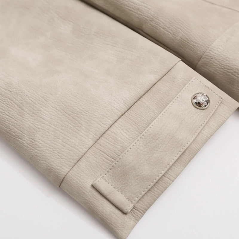 Retro Solid Multi Button Stand Collar Jacket