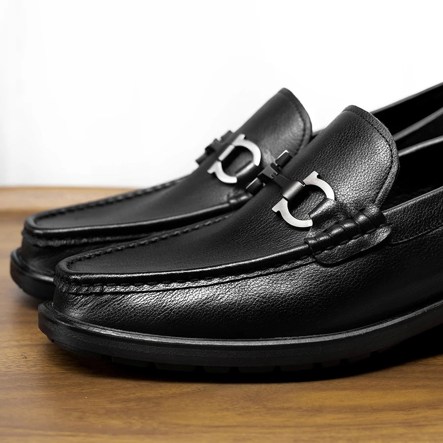 Classic Black Horsebit Dress Loafers