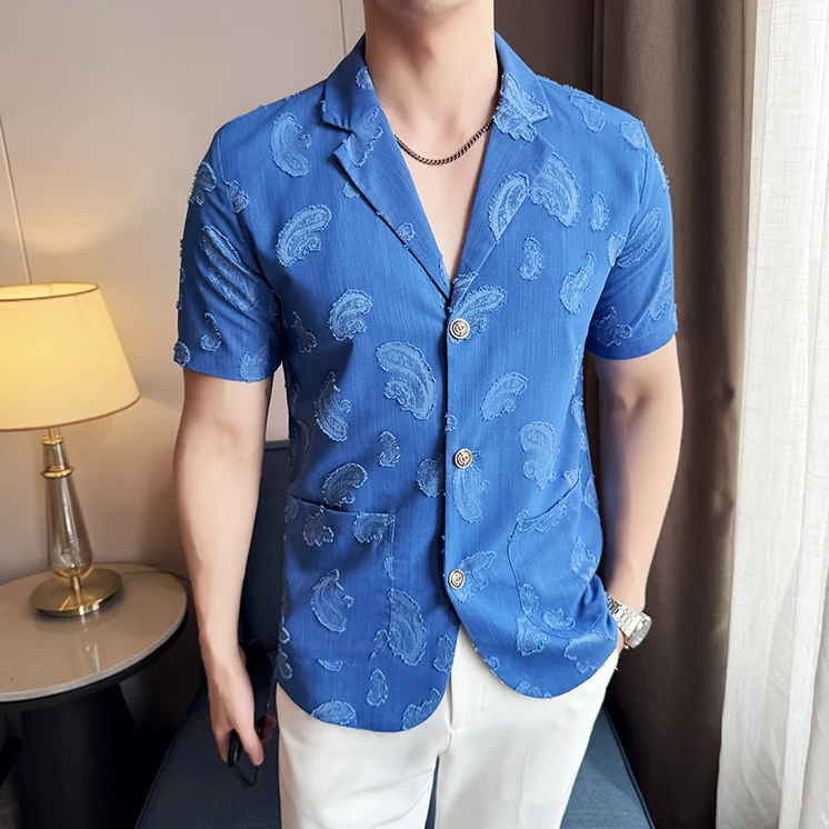 Fashion Paisley Jacquard Casual Shirt