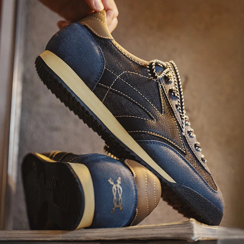 Indigo Retro Patch Sneakers