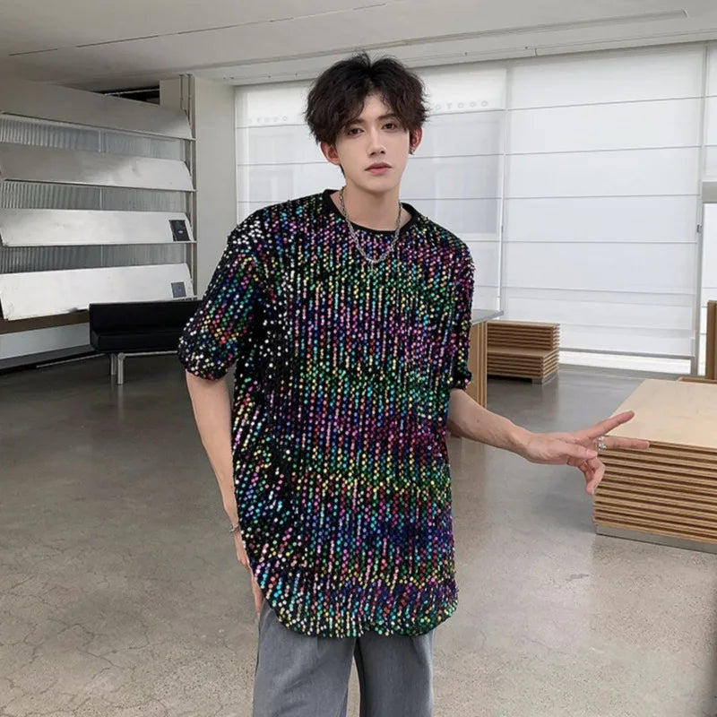 Short Sleeve Sequin Niche Design T-Shirt