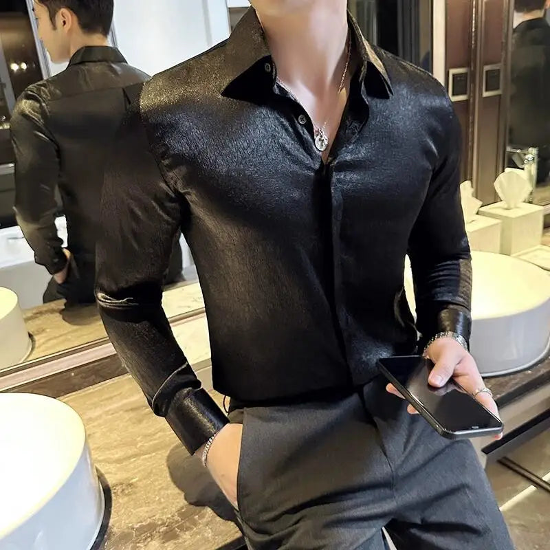 Glossy Anti-Wrinkle Slim-Fit Shirt