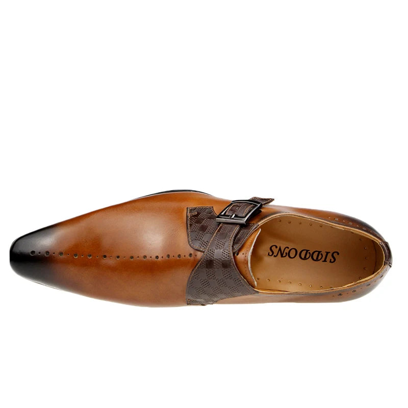 Burnished Tip Buckled Formal Loafers