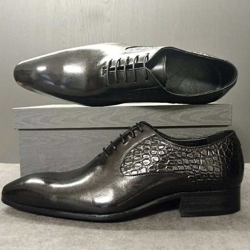 Premium Snakeskin Solid Pattern Oxfords Shoes