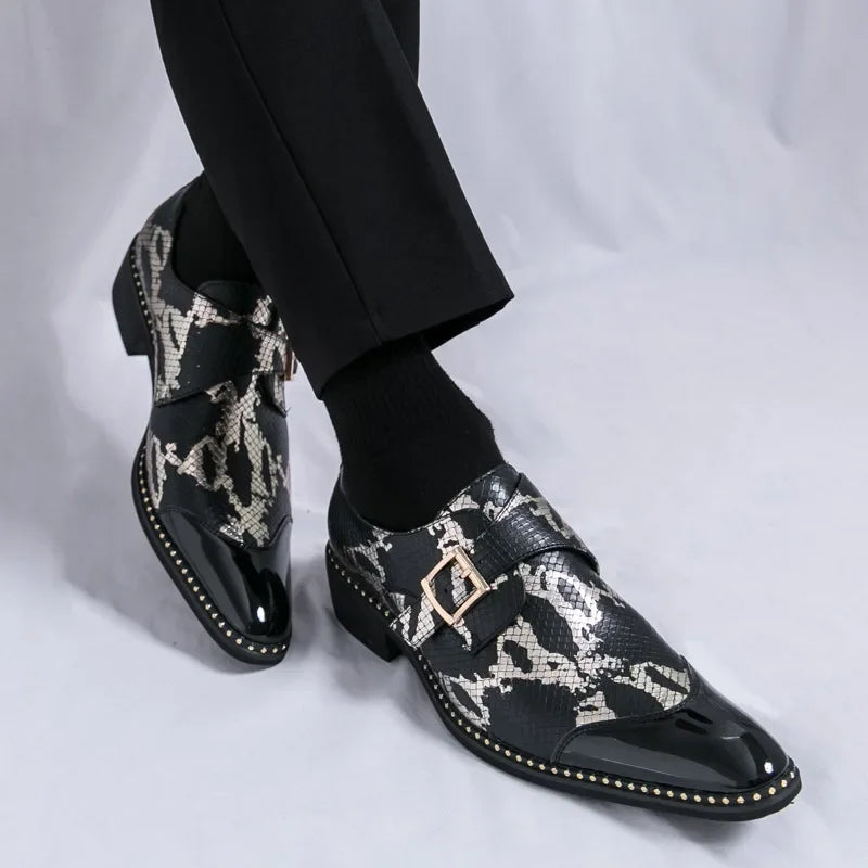 Retro Fashion Green Print Dress Shoes
