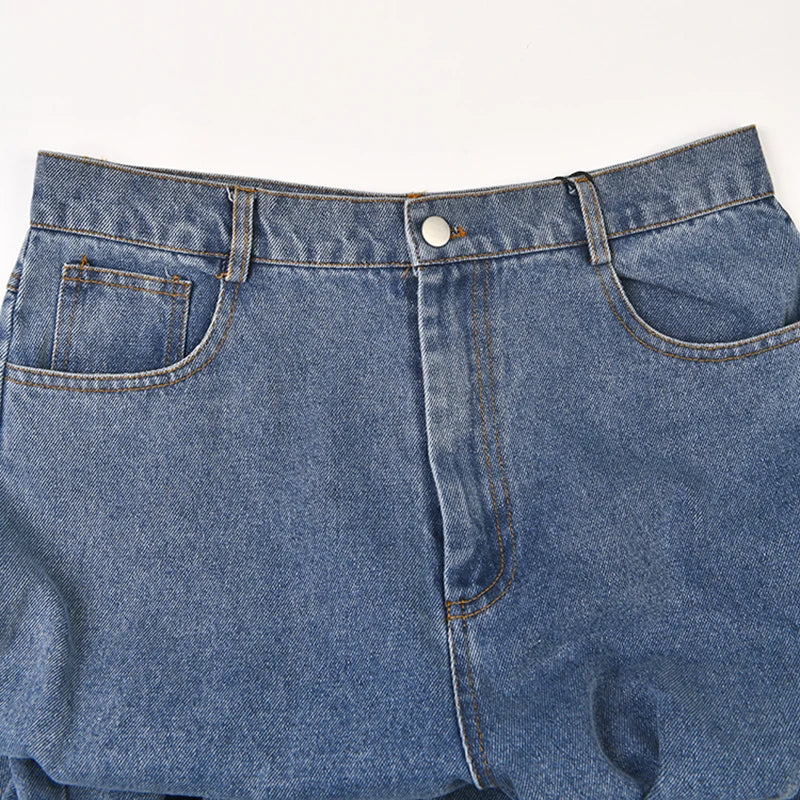 Waist Pockets Belt Wide Leg Jeans