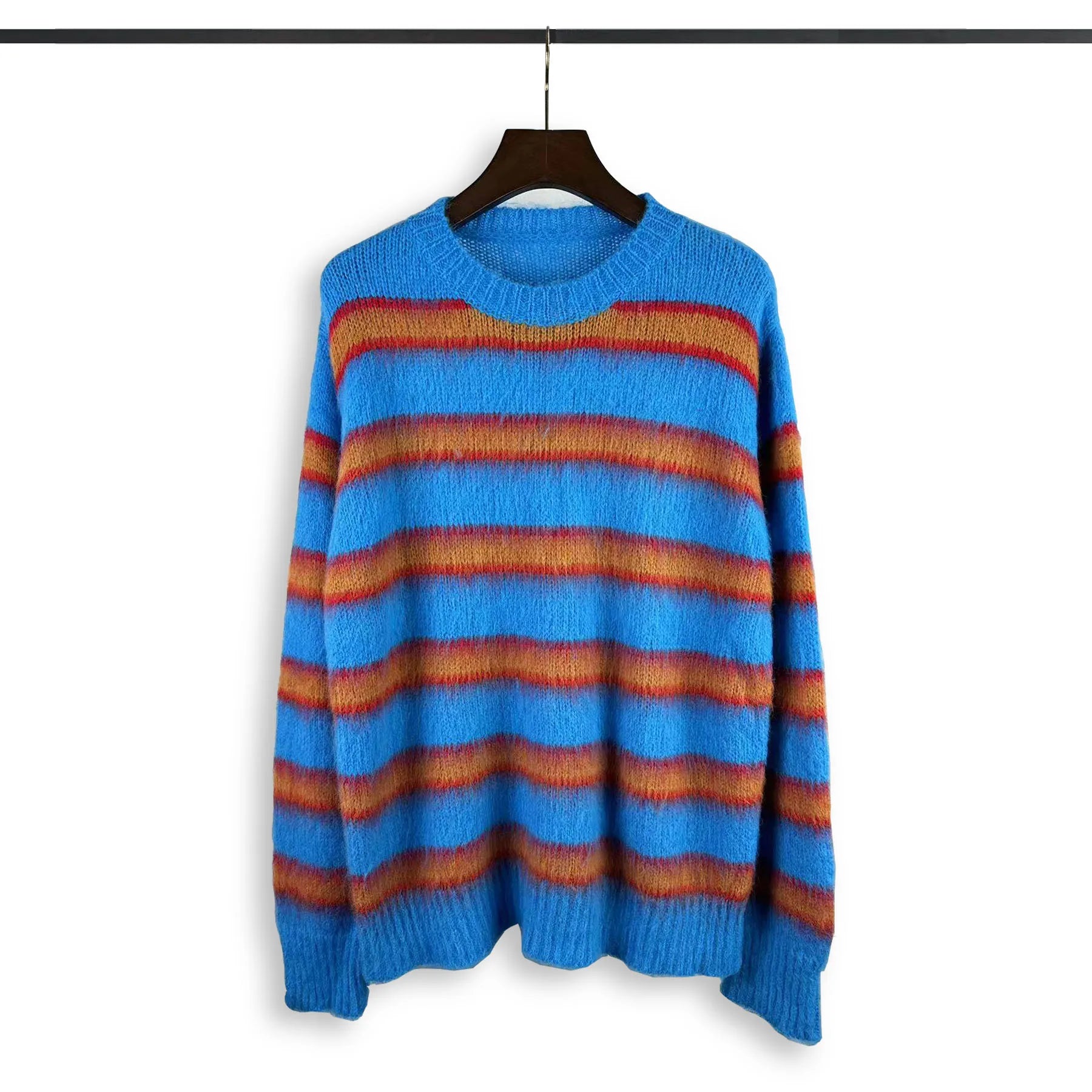 Stripe Knitted O-Neck Contrast Loose Sweater