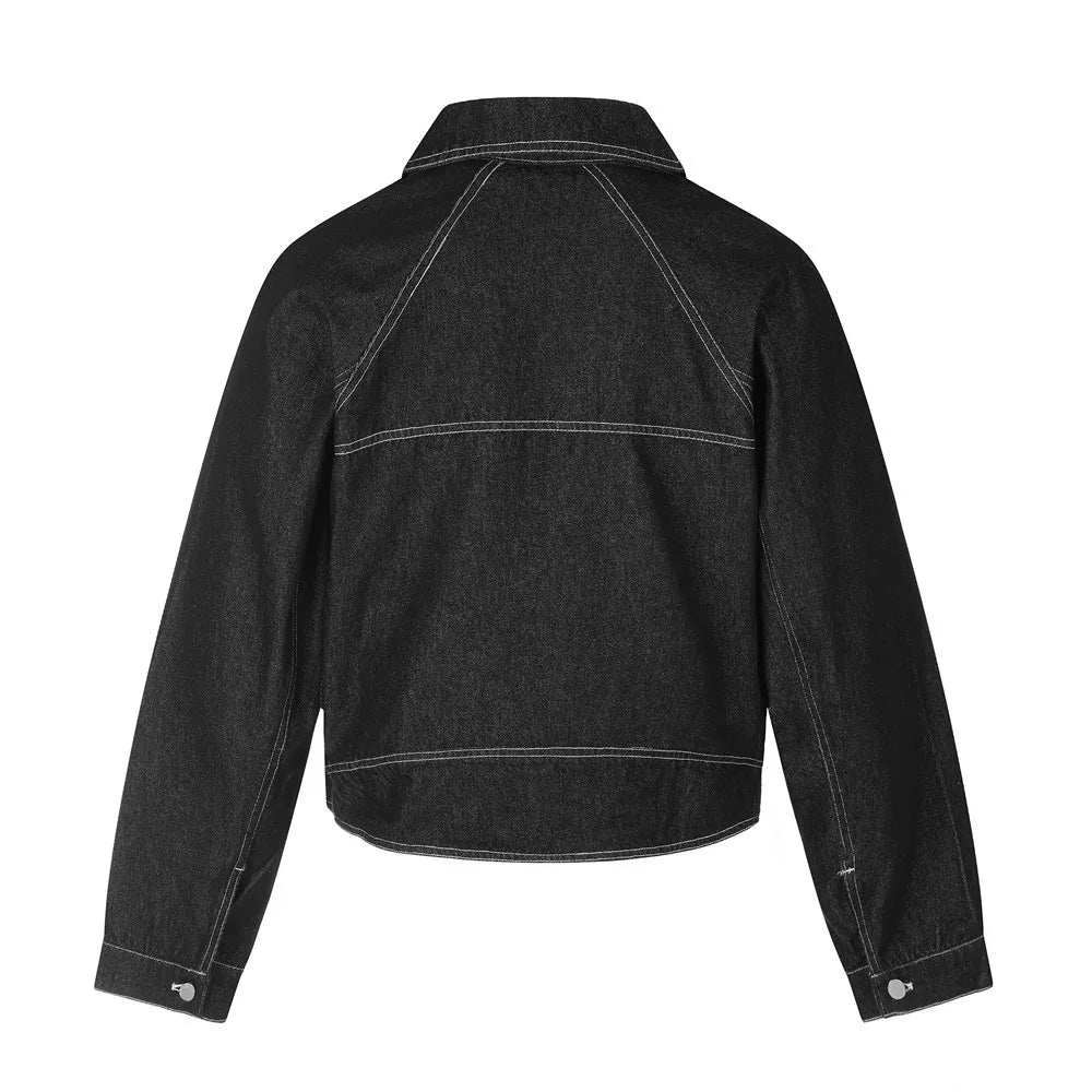 Button-Up Unique Short Denim Jacket