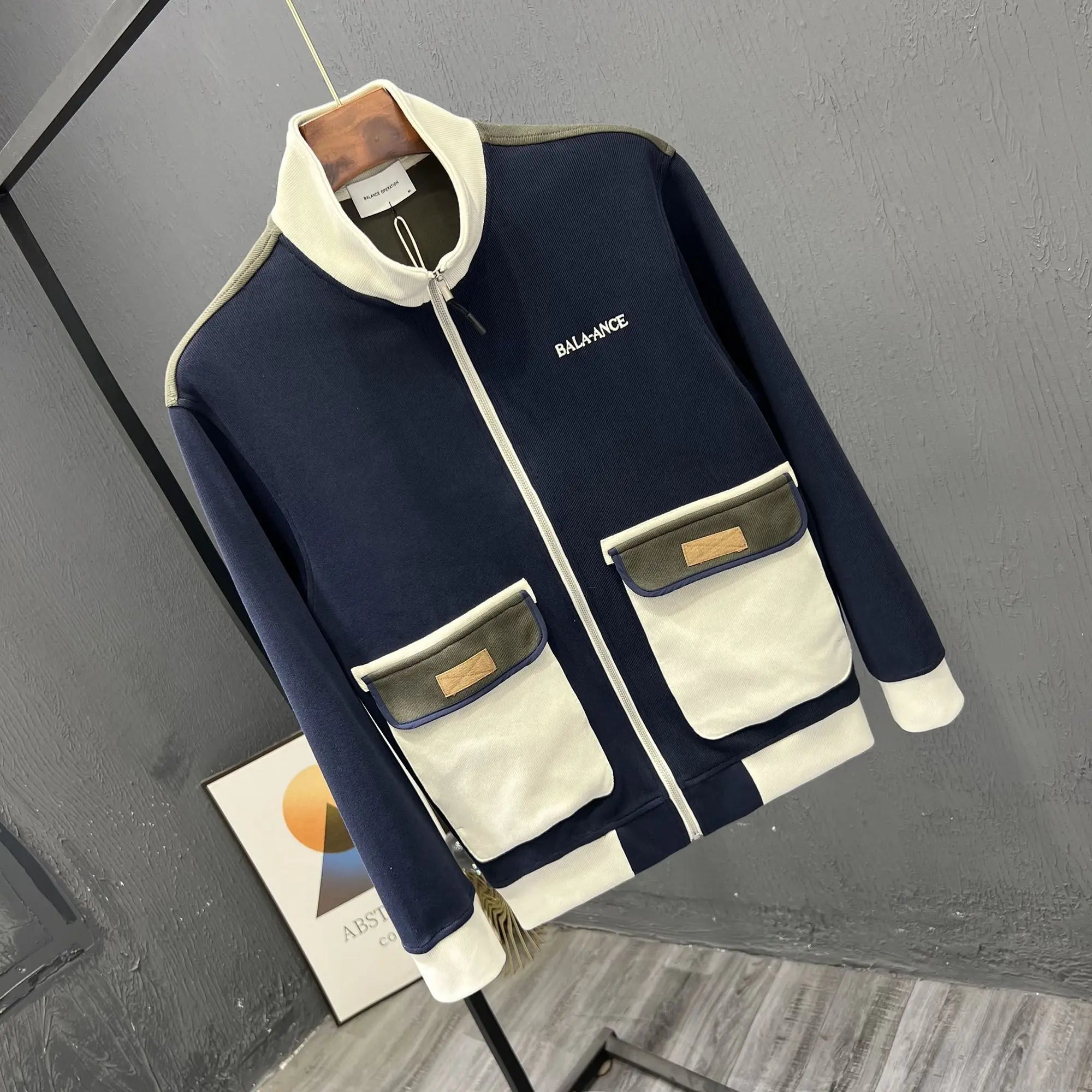 Double Pockets Stand Collar Zipper Jacket