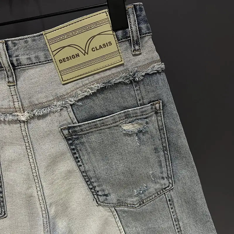 Casual Patchwork Spliced Denim Shorts