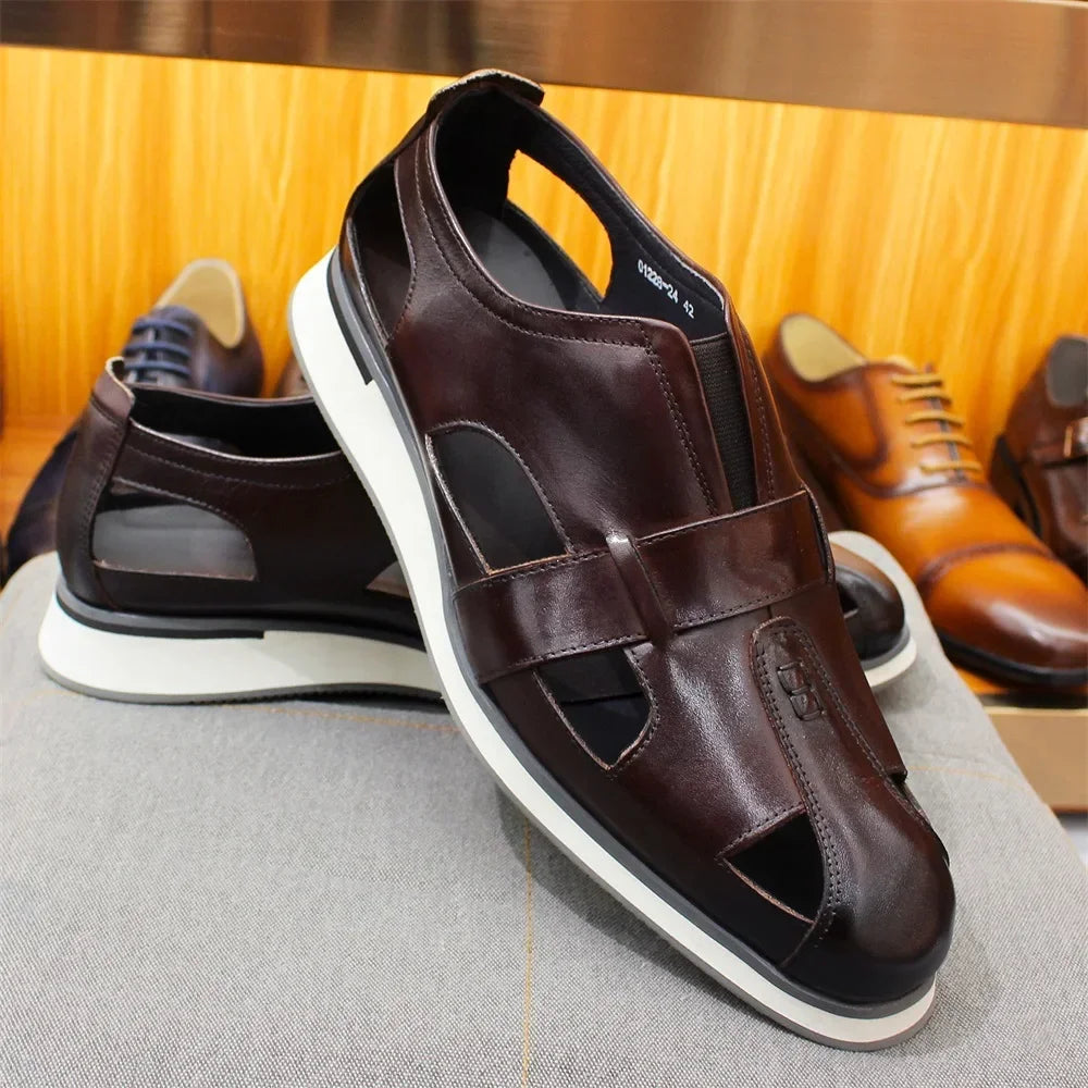 Hollow Arabic Style Genuine Leather Shoes