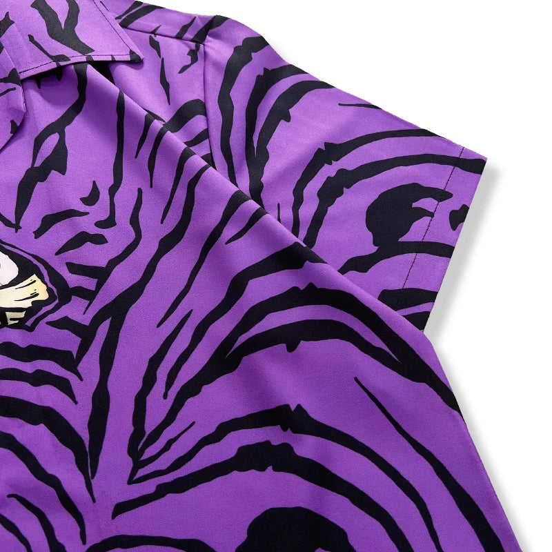 Dark Purple Tiger Hawaiian Shirt