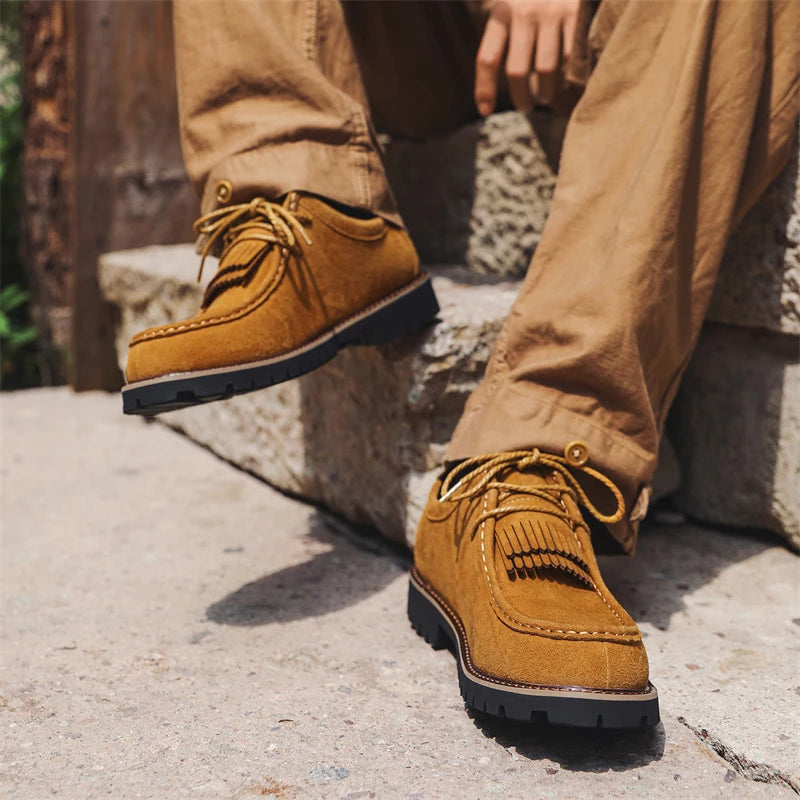 Lace-Up Tassels Suede Leather Shoes