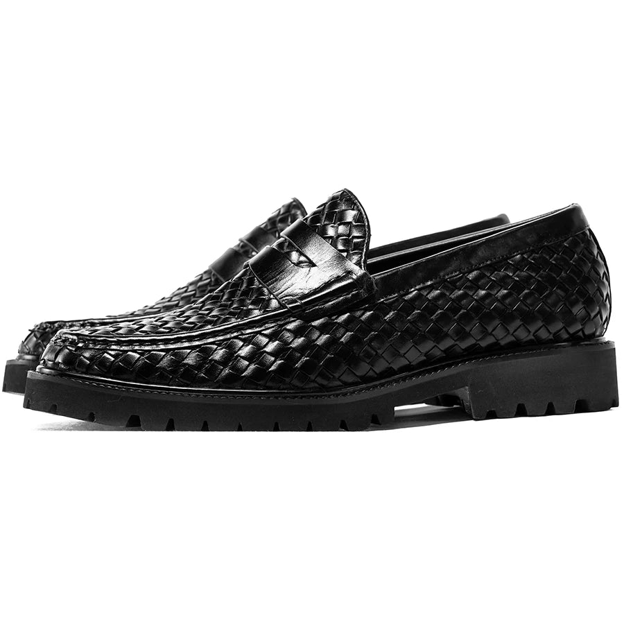 Elegant Woven Leather Slip-Ons Loafers
