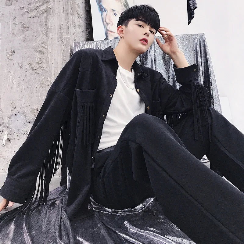Fringed Long Sleeve Single Breasted Shirt