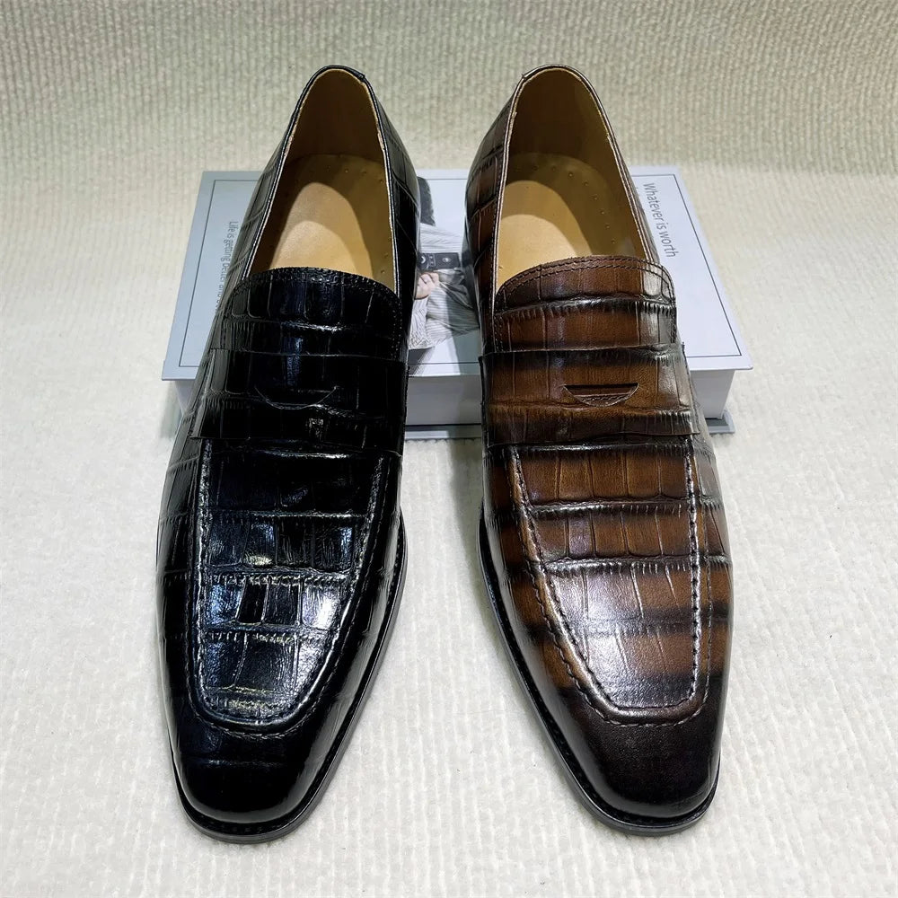Crocodile Skin Pattern SLip-On Comfy Loafers