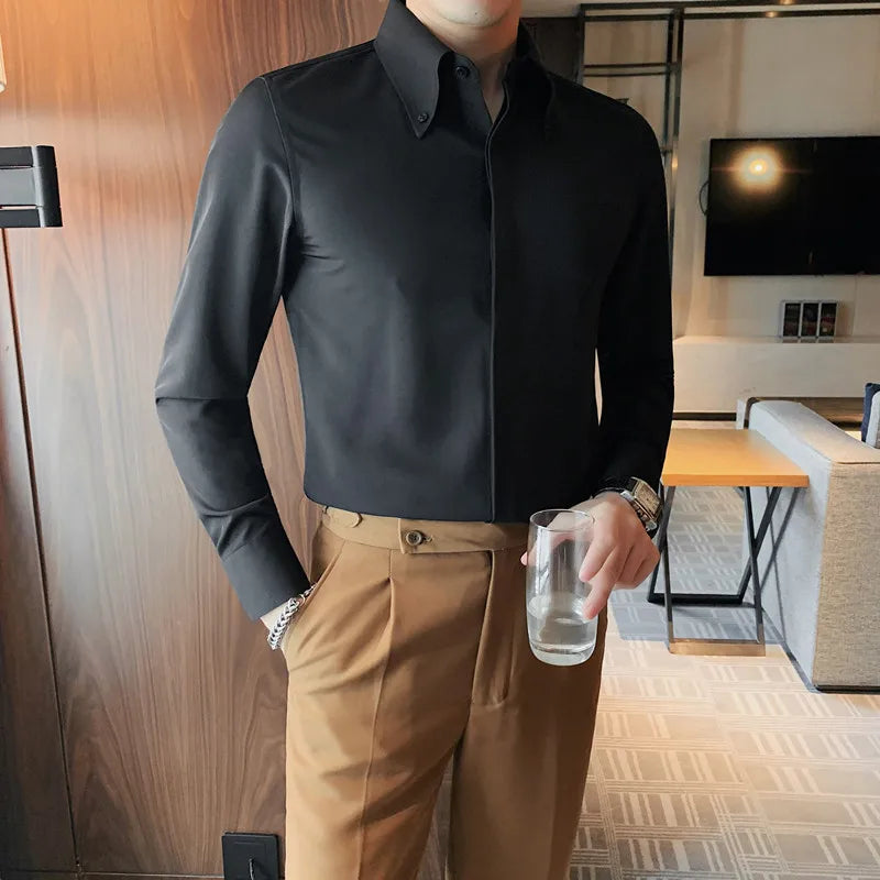 Solid Concealed Placket Shirt