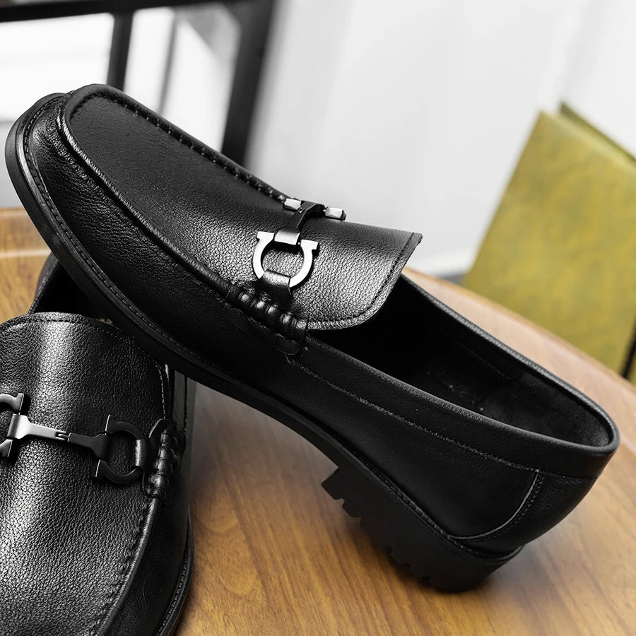 Classic Black Horsebit Dress Loafers
