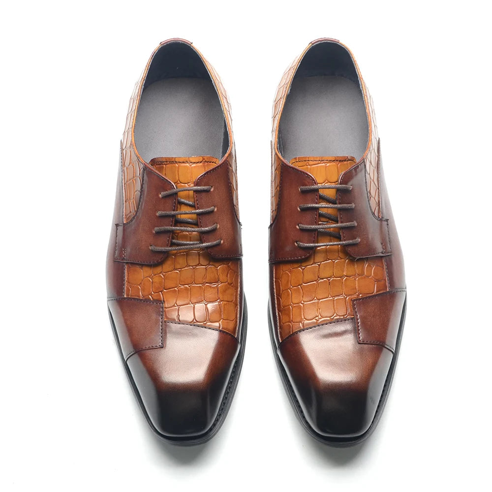 Patchwork Genuine Leather Men Dress Shoes