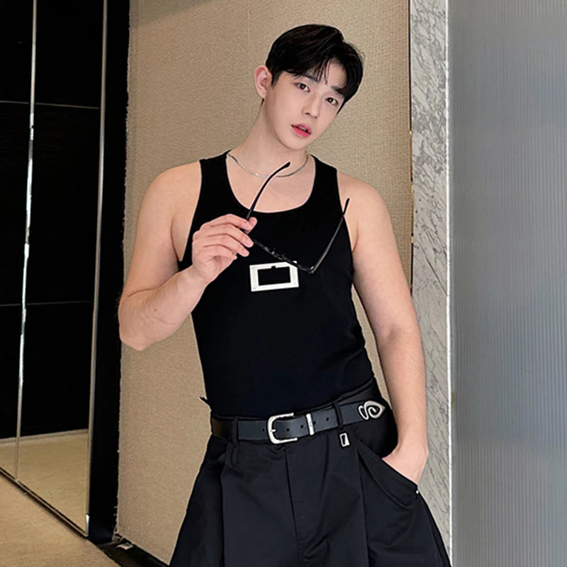 Metal Appliques Round Neck Tank Top