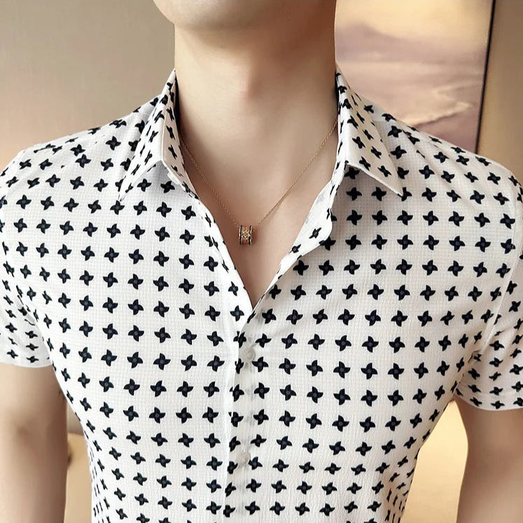 Geometric Print Short-Sleeved Shirt