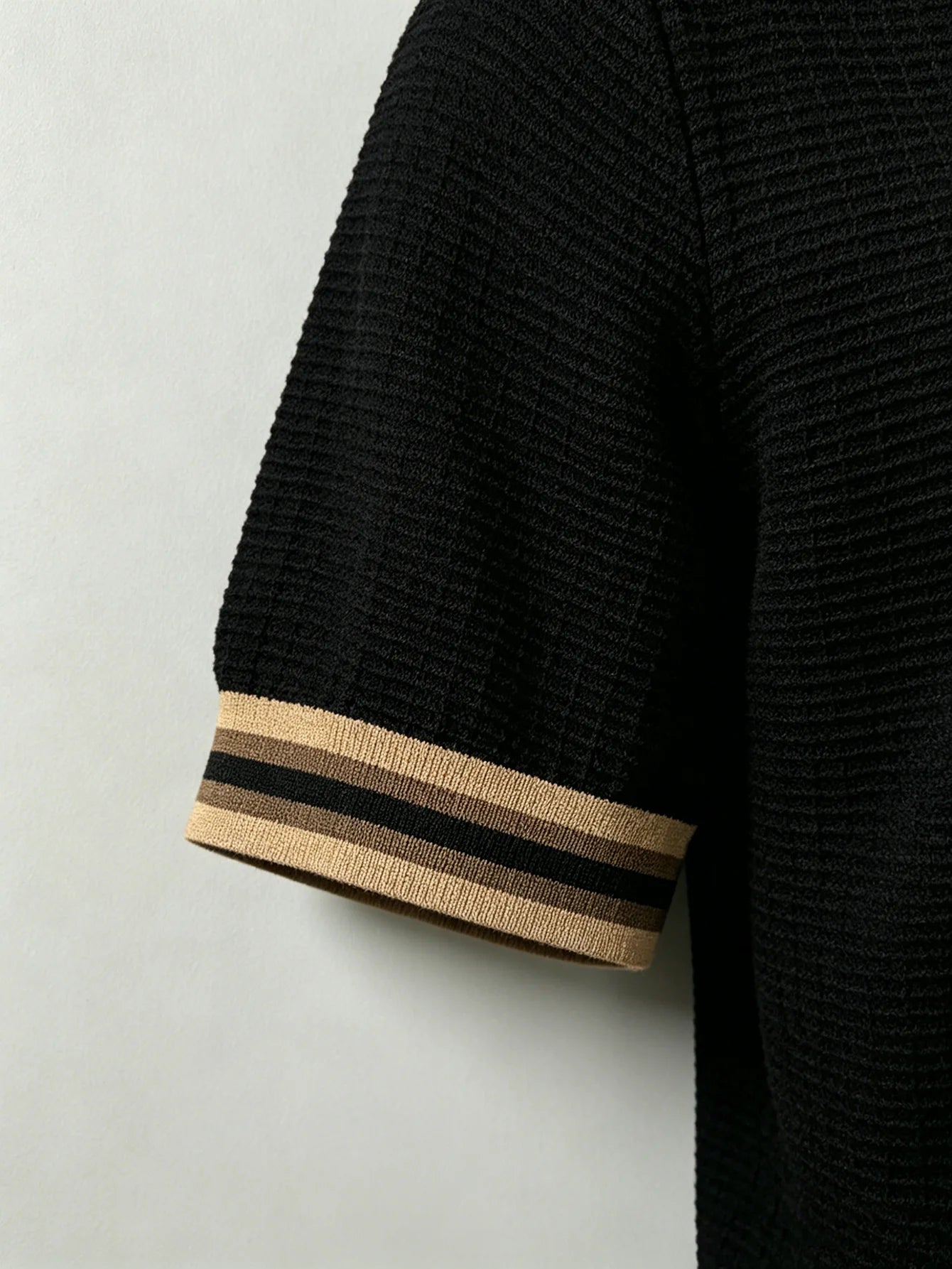 Brown Edge Line Buttoned Polo Shirt