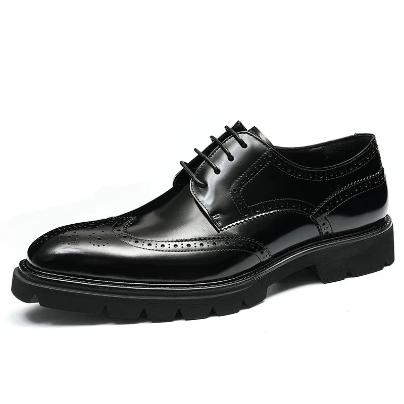 Vintage Style Leather Wingtip Brogue Shoes