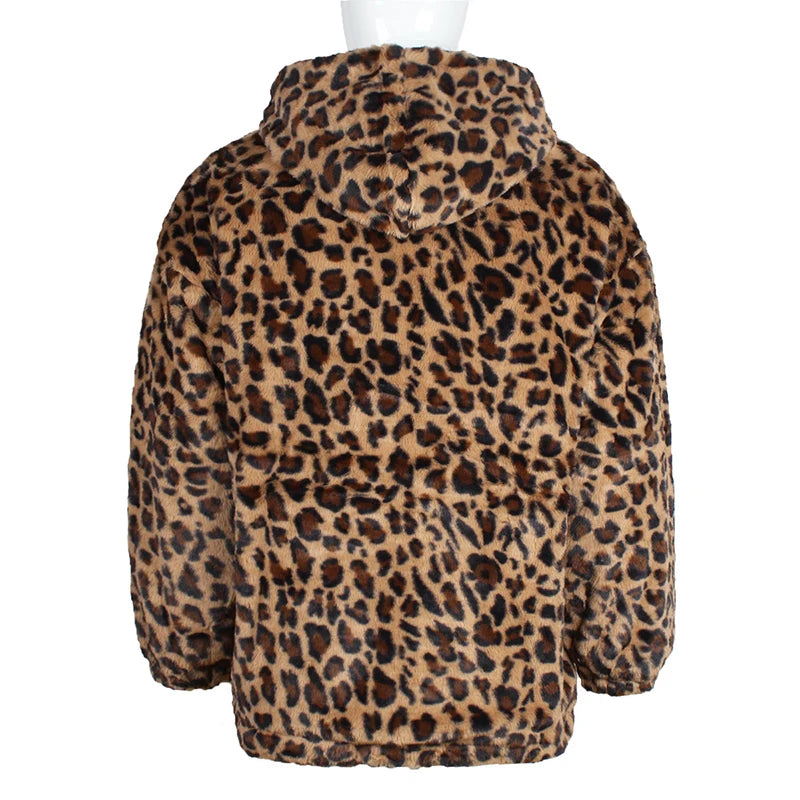 Colorful Leopard Print Plush Warm Jacket