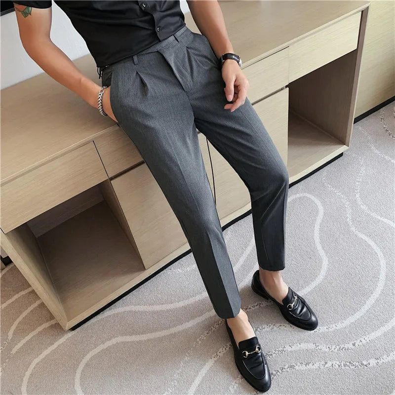 Casual Small Belt Slim Fit Trousers